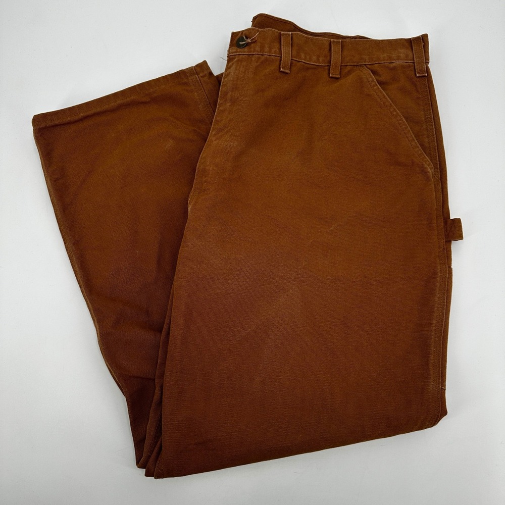 Carhartt Brown Cotton Duck Canvas Original Dungaree Fit Pants 44x30 Carpenter
